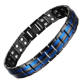MagEnergy Bracelets magnétiques en acier titane pour homme, 4 éléments à double rangée d'aimants ultra résistants, bracelet bras MagEnergy Bracelets magnétiques en acier titane pour homme