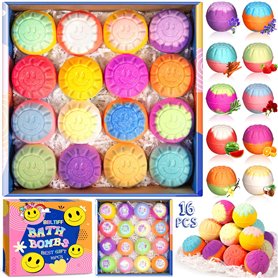BBLTIFF Bombe de Bain, 16 Pièces Coffret Cadeau Boules de Bain, Bombe de Douche, Boule de Bain, Huiles Essentielles Naturelles,  BBLTIFF Bombe de Bain