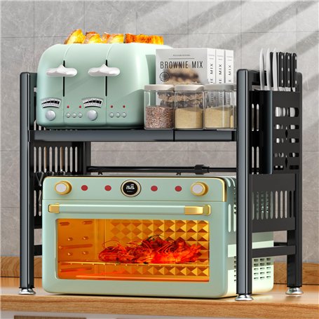 NLMWTI Étagère à Micro-Ondes Réglable avec Porte-couteau 6 Crochets