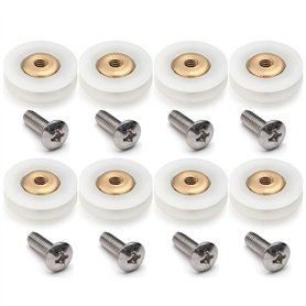 Linwnil Lot de 8 Roulettes Rainurées en V en Cuivre 19 mm de Diamètre pour Porte de Douche, Universel, Acier Inoxydable, 19 Mm-8 Linwnil Lot de 8 Roulettes Rainurées en V en Cuivre 19 mm de Diamètre pour Porte de Douche