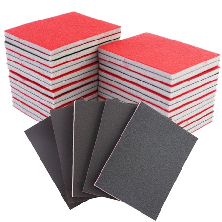 Lot de 26 éponges abrasives - Grain - Bloc de ponçage humide - Papier abrasif sec - Pour bois