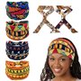 Lot de 4 bandeaux africains avec 2 bandeaux en soie - Foulards bohémiens - Imprimé rétro - Bandeau extensible - Bandeau de sport