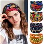 Lot de 4 bandeaux africains avec 2 bandeaux en soie - Foulards bohémiens - Imprimé rétro - Bandeau extensible - Bandeau de sport