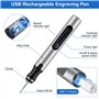 Weinsamkeit Stylo Graveur Électrique, Kit de Outil de Gravure USB Rechargeable avec 37 Bits et 5 Pochoirs Mini Perceuse Sans Fil