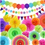 Lot de 16 pompons en papier pour décoration de fête