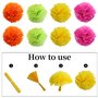 Lot de 16 pompons en papier pour décoration de fête, éventails à suspendre, fanions triangulaires et guirlande à pois pailletés