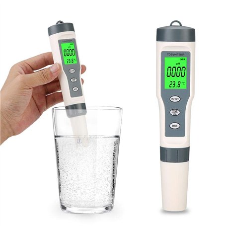 Testeur de qualité de l'eau - Compteur de pH - Appareil de mesure du pH - Pour - 3 en 1 - Portable - Digital TDS PH - Températur