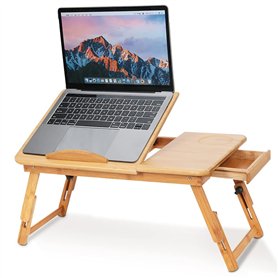 Table de Lit Pliable Bureau pour Ordinateur Portable Réglable en Bambou Support Ordinateur Portable Table pour Ordinateur Portab