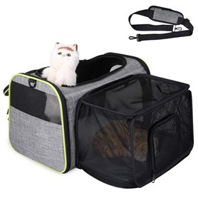 TAMOWA Sac de Transport Chat Chien Extensible et Autres Animaux de Compagnie, Filet Respirant, Spacieux, Pliable, avec Matelas e TAMOWA Sac de Transport Chat Chien Extensible et Autres Animaux de Compagnie
