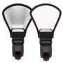 Ruberg-Réflecteur de Flash 2 en 1 diffuseur de Flash Universel réflecteur Pliable Argent/Blanc avec Bande de Caoutchouc Convient