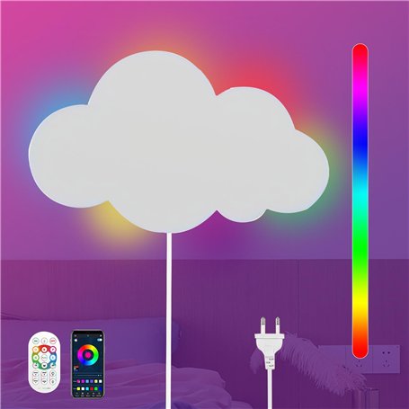 LED Applique Murale Chambre Enfant RGB Dimmable Lampe Murale avec Télécommande et APP Veilleuse Moderne RGB à Intensité Variable