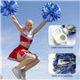 Lot de 2 Pompons de Cheerleader en Métal Bleu Brillant et Argenté pour Événements Sportifs et Compétitions