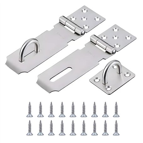 Qaixwuyi 2 Sets Extra-épaisses Cadenas Fermoir 4 Pouces Loquets à Cadenas en Acier Inoxydable Loquet de Porte avec 18 Vis pour A