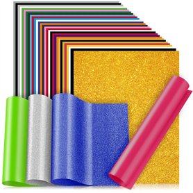Amzeeniu Vinyle de chaleur,33 Pack 22 couleurs Feuilles HTV 30.5 * 25CM DIY en Papier Transfert Textile de Vinyle loisirs créati Amzeeniu Vinyle de chaleur