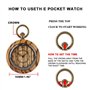Montre de poche classique à quartz en bois avec cadran ouvert et pendentif steampunk pour cadeau d'anniversaire de Noël et boîte