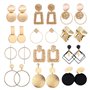 TOEECY 12 Paires Boucles d'Oreilles Pendantes Géométrique pour Femme Filles Lot Boucle d'Oreille or Grand Rondes Carrées Métal D