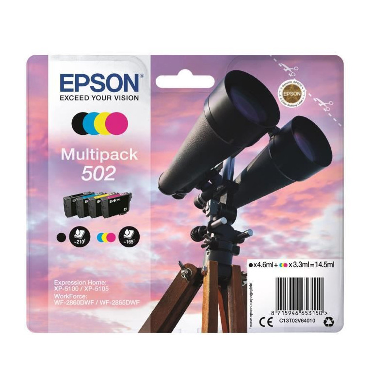 Epson Multipack 502 - Jumelles - Noir, Cyan, Magenta, Jaune (C13T02V64020)