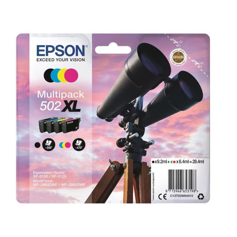 Epson Multipack 502 XL - Jumelles - Noir, Cyan, Jaune, Magenta (C13T02W64020)