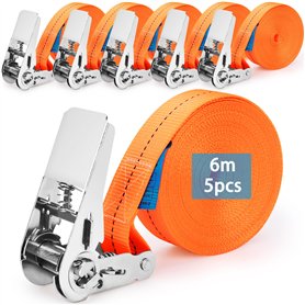 SAMISO Sangle d'Arrimage Sangles à Cliquet,Sangle de Serrage 2.5 cmx6 m,Lot de 5 Sangle a Cliquet Zinc,Sangle de Fixation Kit de SAMISO Sangle d'Arrimage Sangles à Cliquet