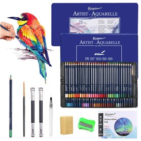 SAMISO Crayons de Couleur,72 Crayons Aquarellables,Professionnel Crayon avec Boîte en Métal,Crayons de Couleurs Adultes pour Mél SAMISO Crayons de Couleur