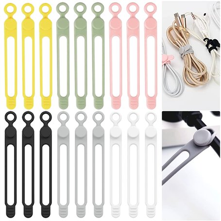 RUIJIE Attache Cable Silicone 18 Pièces Cable Tie Réutilisable