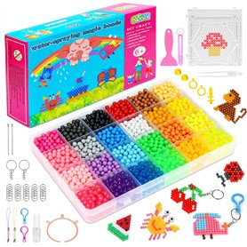 Mifferer Kit de Perles de Fusible d'eau Perles pour Enfants, 24 Couleurs 4000 Perles, Kit non Toxique Recharge d'eau Perles de B Mifferer Kit de Perles de Fusible d'eau Perles pour Enfants