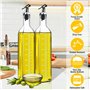 KIMIGO Lot De 4 Bouteille Huile Olive,500ml Distributeur D'huile D'olive,Récipient Vinaigre en Verre avec Bec Verseur,Entonnoir