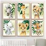 ZENUTA 6 Affiches Animaux De La Foret Bebe Enfant A4 Poster Elephant Lion Girafe Zèbre Tigre Tableaux Chambre Decoration Sans Ca