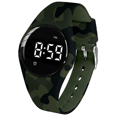 e-vibra Montre vibrante étanche silencieuse avec minuterie et 15 alarmes quotidiennes (vert camouflage