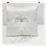 Coussin D’alliances Porteur Oreiller Anneau - Bagues Mariage Romantique Bague de Forme carrée avec dentelle Bowknot Satin et Str