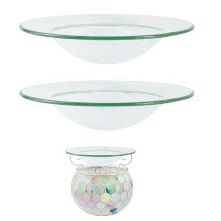 Onlvmyur 2 Pièces Lampe à Parfum Bol en Verre 12cm Chauffe-Huile en Verre Rond