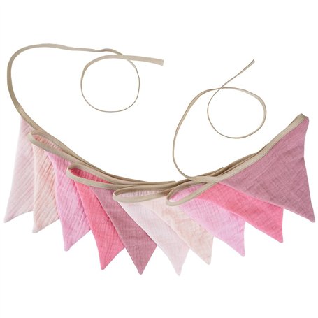 Duoleimi Chaîne de fanions Rose - Guirlande de 2.6m en Coton pour lit de Maison