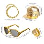 ZJRung Kit de Costume Hip Hop Lunettes de Soleil et Bagues de Rappeur Chapeau Collier Dollar Bracelet Chaîne d'or 80s 90s Access