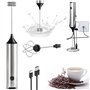 Mousseur à lait électrique rechargeable avec 3 vitesses - Mousseur à lait manuel pour chocolat chaud