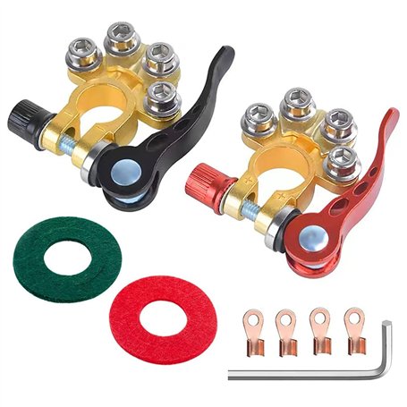 2 Pcs Connecteurs Borne de Batterie Cosses Batterie Positive Et Négative Pinces de Bornes de Batterie à DéGagement Rapide 12V Ba