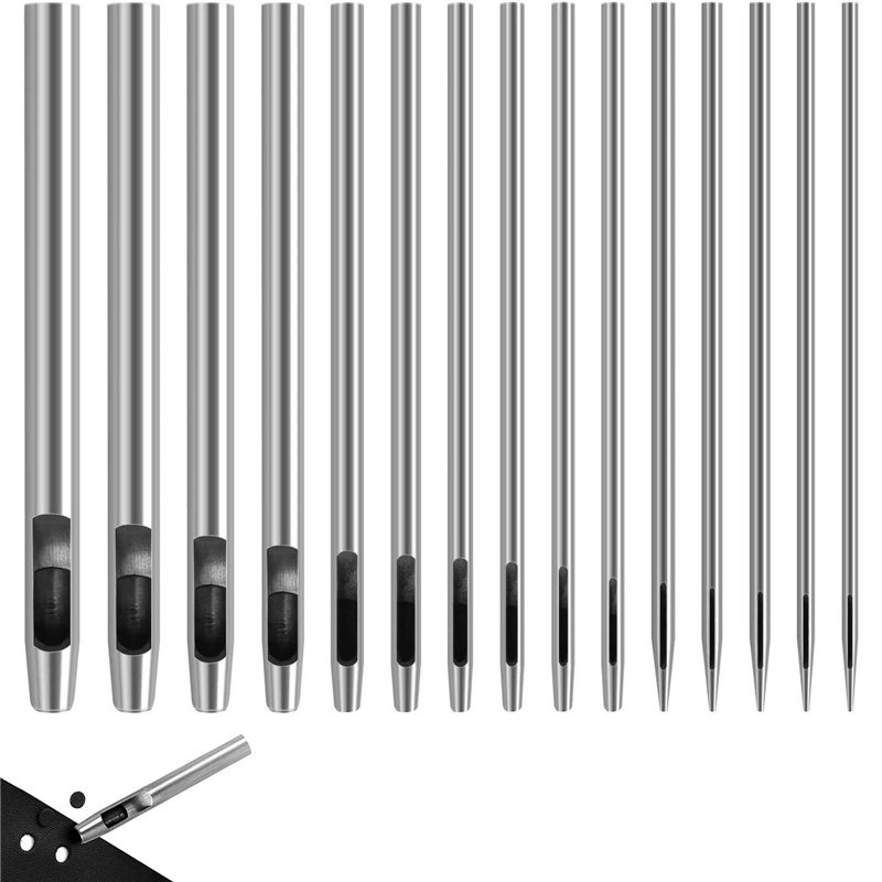 15pcs Poinçon Creux En Cuir,0.5-6mm Creux en Acier Rond Set 15pcs Poinçon Creux En Cuir,0.5-6mm Creux en Acier Rond Set
