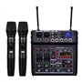 BOMGE 04E Table de mixage audio karaoké 4 canaux avec double micro sans fil UHF