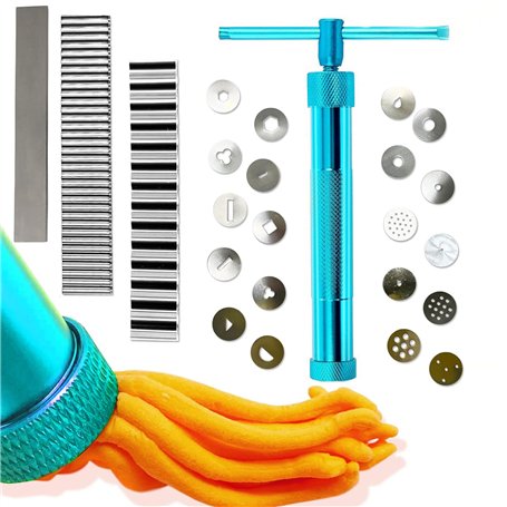 AMANDELIZABE Fondant Presse mit 20 Formen Zuckerpaste Extruder mit Zuckerfertigkeit Tortendeko Werkzeug