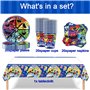 Critters Lot de 61 ustensiles de table souriants Thème jeu d'horreur Vaisselle de fête d'anniversaire pour enfants 20 personnes