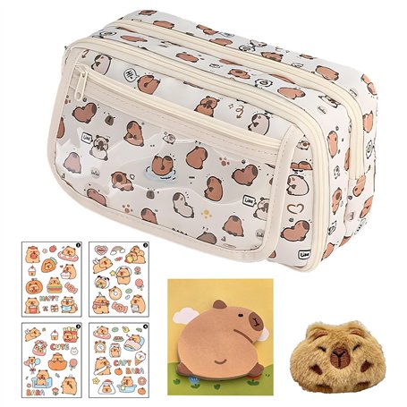 Trousse à crayons avec motif animal de dessin animé pour filles