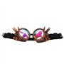 JTLB Lunettes Steampunk, Kaléidoscope Rave Goggles Rainbow Crystal Lenses Réglable Trippy Psychedelic Steampunk Lunettes Cosplay