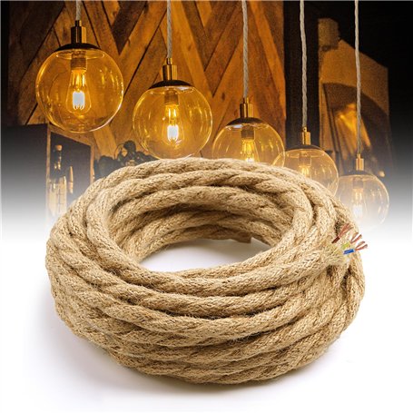 Bonlux Textile Cable 3cores 10m Vintage câble d'alimentation