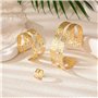 Jascatin Lot de 3 bracelets manchette double couche dorés pour le haut du bras pour femme, taille unique, Métal, Pas de gemme