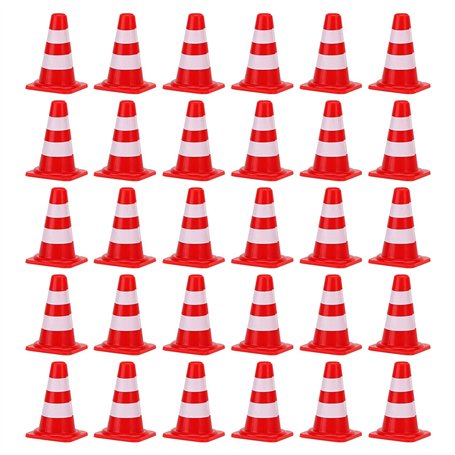 JDCMEI 30 pièces Mini Cônes de Signalisation Barrière de Circulation Miniature Mini- Cônes de Circulation en Plastique pour Enfa