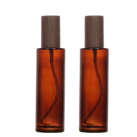 Lot de 2 flacons vides en verre ambré de 100 ml avec pompe noire rechargeable