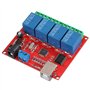 ASHATA Module de relais 4 canaux 12 V USB Smart Switch Contrôleur PC Module d'extension carte utilise une puce de contrôle USB i