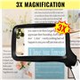 Loupe de Lecture rectangulaire, Loupe de Lecture Lumineuse, 3X Grand Loupes Eclairante avec 5 lumières à LED, 2 Modes d’intensit