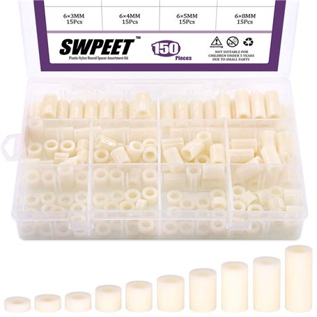 Swpeet 150 vis rondes espaceurs en nylon PA66