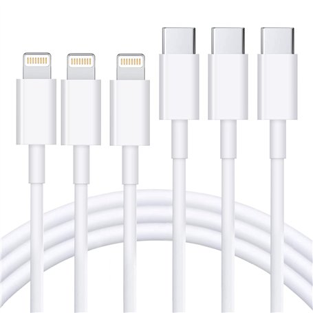 Lot de 3 câbles USB-C vers Lightning de 0