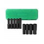 QWORK® 11 Pièces Douilles à Chocs 1/2 Pouce avec Adaptateur Douille, Coffret Douille Hex Longue 10/12/13/14/15/16/17/19/22/24 mm